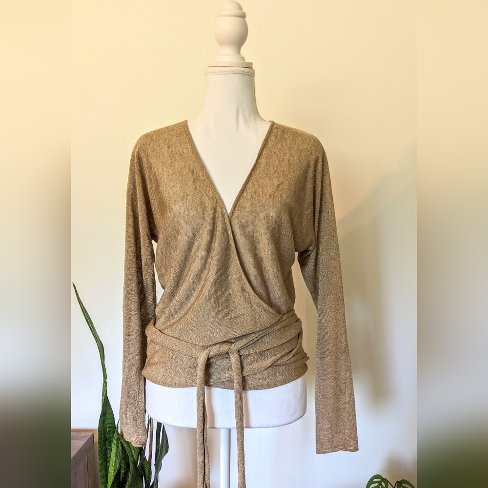NWT JCrew lightweight neutral tan wrap sweater xsmall